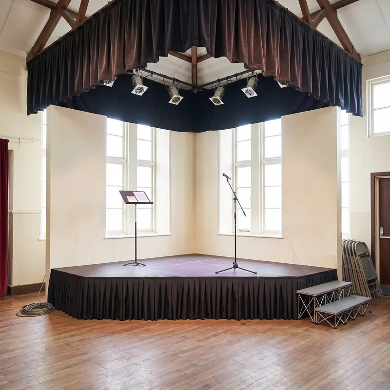 Compact portable stage for a school assembly