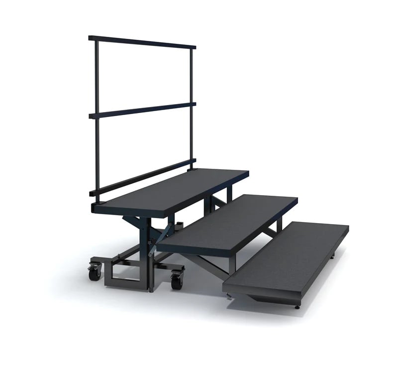 3 Tier Straight Folding Choral Riser with Guard Rail
