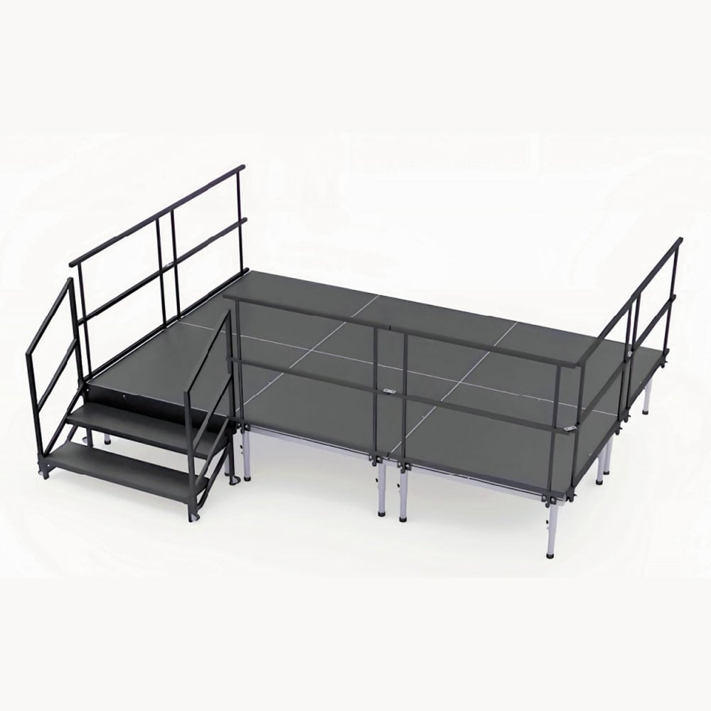 QuickLock Staging 2 Step Fixed Stairs with Handrails ft02
