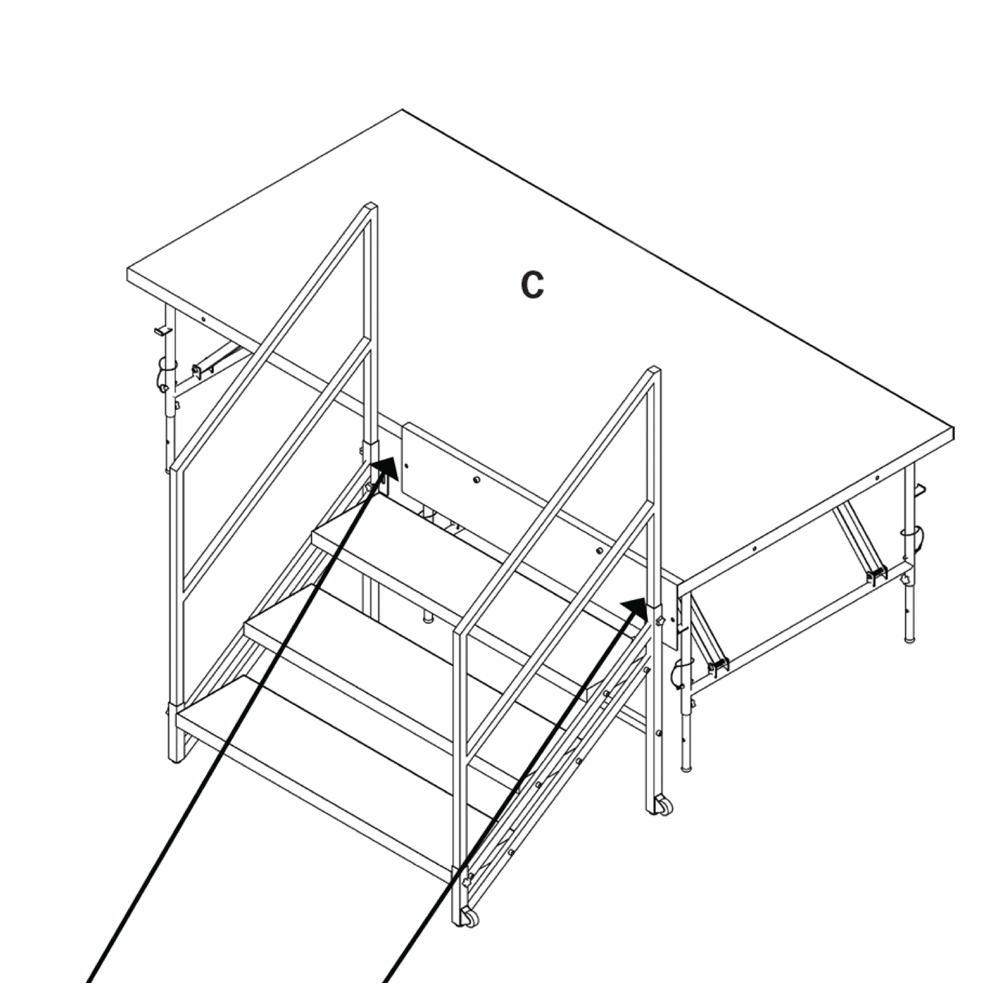 QuickLock Staging 3 Step Fixed Stairs with Handrails FT2