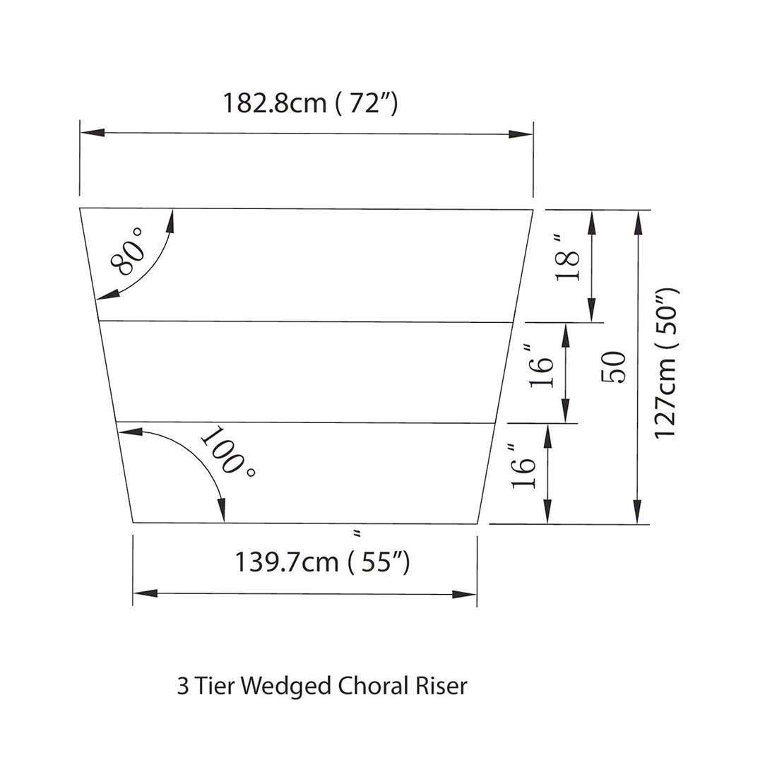 Staging 101 3 Tier Wedged Standing Choral Risers f3