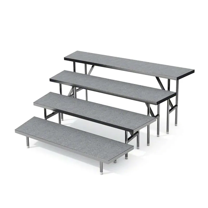 Four-tier wedged choral risers arranged in a curved formation