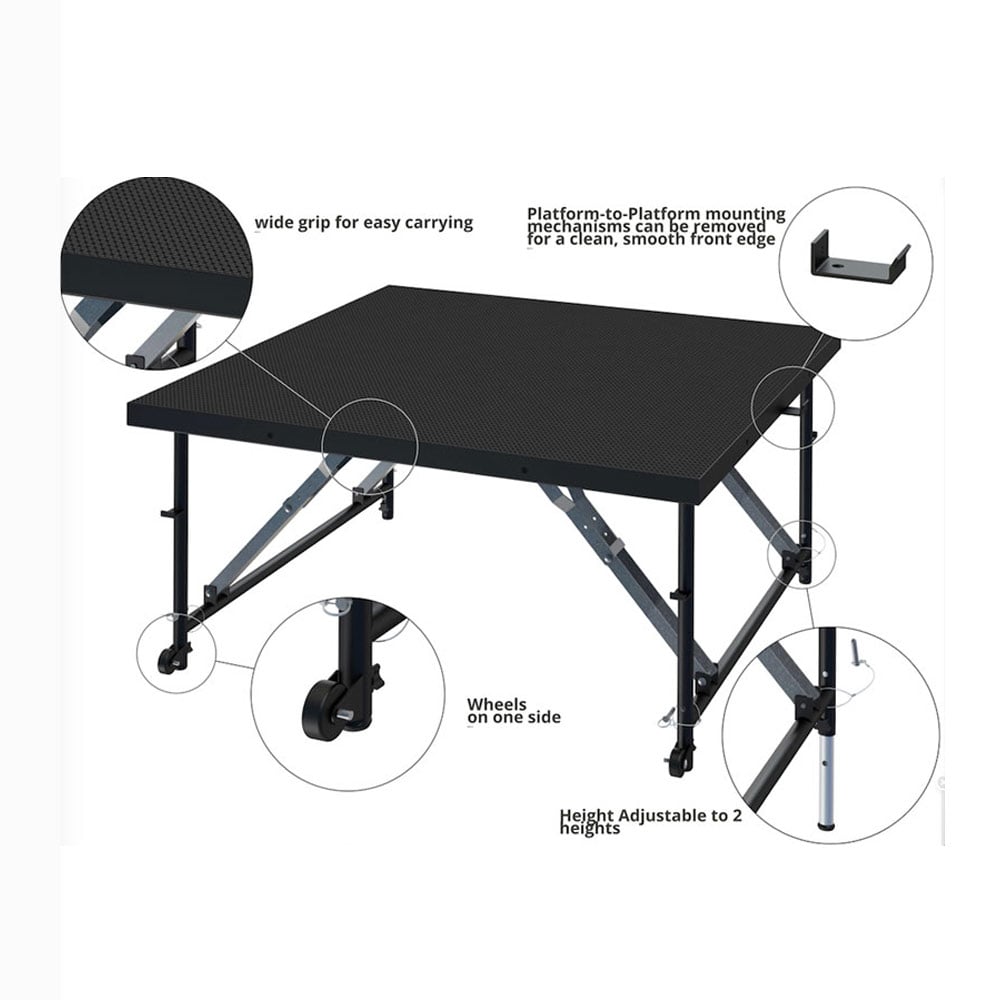 Staging 101 4'x4' Stage Panel with Wheels (24 32 High) ft1