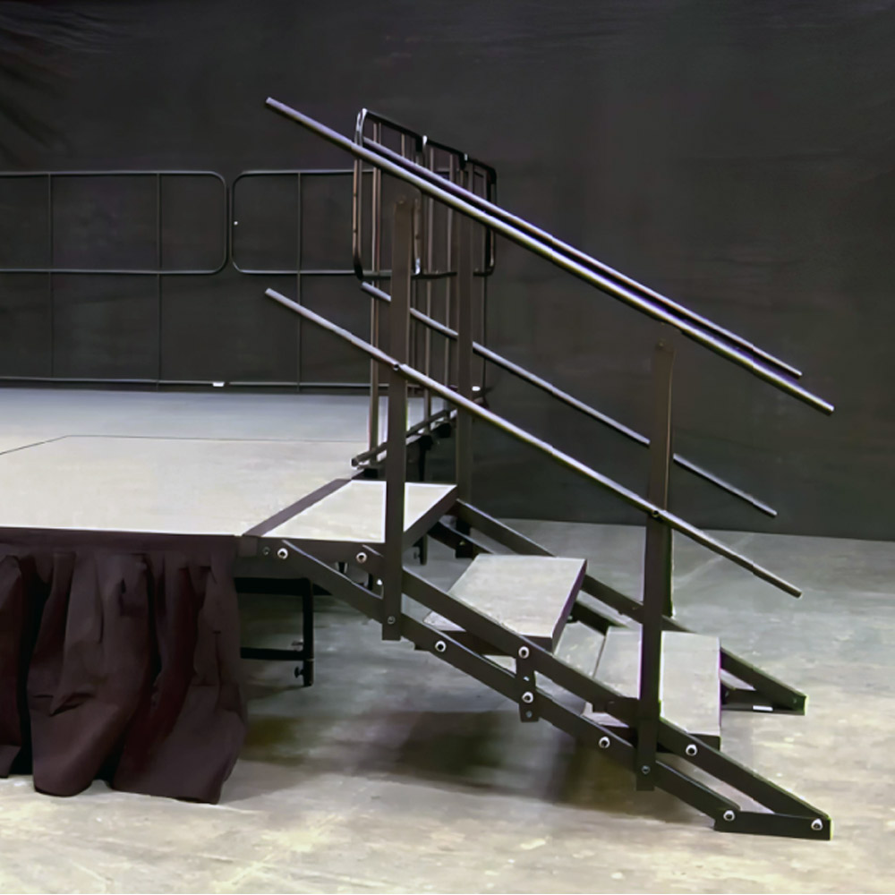 Staging 101 Wide Stairs with Handrail (16 32 Height) ft3